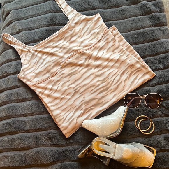 Taupe/ Cream Knit Body Con Dress - Picture 2 of 5